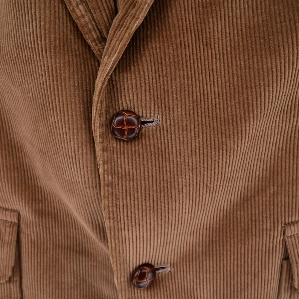 VTG 70s Brown Cotton Preppy Corduroy Blazer Sport Coat Jacket Dark Academia 40R